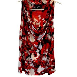 Women’s Sleeveless Top Size M Black, Red & White Floral pattern